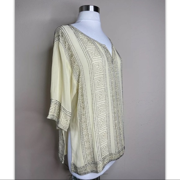 Calypso St Barth Bixi Beaded Embellished Short Sleeve Blouse - Picture 2 of 6